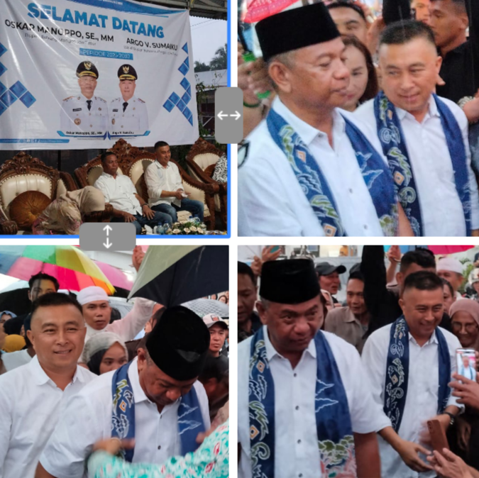Penjemputan Bupati dan Wakil Bupati Boltim, Oskar Manoppo – Argo Sumaiku, Dimeriahkan dengan Adat Tuitan dan Itum-Itum